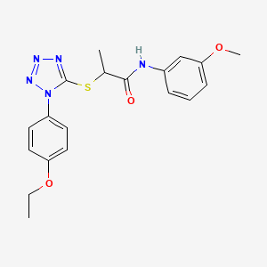 molecular formula C19H21N5O3S B2963833 2-((1-(4-乙氧基苯基)-1H-四唑-5-基)硫代)-N-(3-甲氧基苯基)丙酰胺 CAS No. 890639-38-0