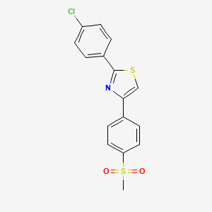 molecular formula C16H12ClNO2S2 B2963835 2-(4-Chlorophenyl)-4-[4-(methylsulfonyl)phenyl]-1,3-thiazole CAS No. 900019-16-1