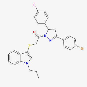 1-(3-(4-bromophenyl)-5-(4-fluorophenyl)-4,5-dihydro-1H-pyrazol-1-yl)-2-((1-propyl-1H-indol-3-yl)thio)ethanone