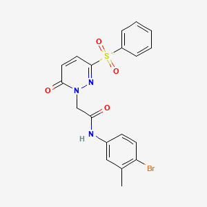 molecular formula C19H16BrN3O4S B2963846 N-(4-bromo-3-methylphenyl)-2-(6-oxo-3-(phenylsulfonyl)pyridazin-1(6H)-yl)acetamide CAS No. 1105221-33-7