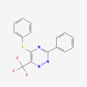molecular formula C16H10F3N3S B2963850 3-Phenyl-5-(phenylsulfanyl)-6-(trifluoromethyl)-1,2,4-triazine CAS No. 478048-14-5
