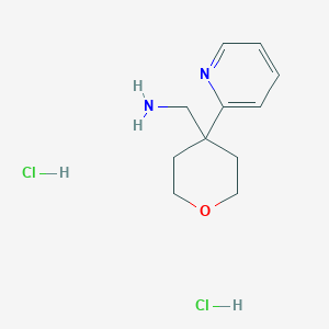 molecular formula C11H18Cl2N2O B2963852 (4-Pyridin-2-yloxan-4-yl)methanamine;dihydrochloride CAS No. 2243512-92-5