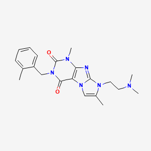 molecular formula C21H26N6O2 B2963855 6-[2-(二甲氨基)乙基]-4,7-二甲基-2-[(2-甲基苯基)甲基]嘌呤[7,8-a]咪唑-1,3-二酮 CAS No. 919008-73-4