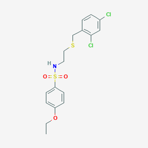 molecular formula C17H19Cl2NO3S2 B296386 N-{2-[(2,4-dichlorobenzyl)sulfanyl]ethyl}-4-ethoxybenzenesulfonamide 