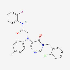 2-(3-(2-chlorobenzyl)-8-methyl-4-oxo-3H-pyrimido[5,4-b]indol-5(4H)-yl)-N-(2-fluorophenyl)acetamide