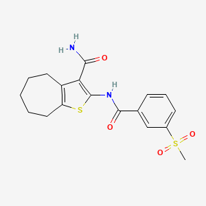 molecular formula C18H20N2O4S2 B2963878 2-(3-(methylsulfonyl)benzamido)-5,6,7,8-tetrahydro-4H-cyclohepta[b]thiophene-3-carboxamide CAS No. 896291-39-7