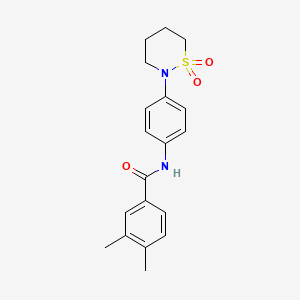molecular formula C19H22N2O3S B2963881 N-[4-(1,1-dioxothiazinan-2-yl)phenyl]-3,4-dimethylbenzamide CAS No. 899731-70-5