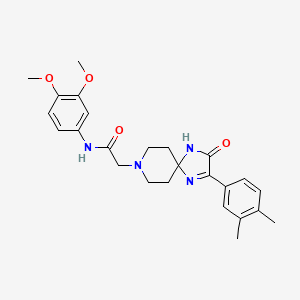 molecular formula C25H30N4O4 B2963883 N-(3,4-dimethoxyphenyl)-2-(2-(3,4-dimethylphenyl)-3-oxo-1,4,8-triazaspiro[4.5]dec-1-en-8-yl)acetamide CAS No. 1185026-38-3