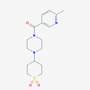 molecular formula C16H23N3O3S B2963890 (4-(1,1-dioxidotetrahydro-2H-thiopyran-4-yl)piperazin-1-yl)(6-methylpyridin-3-yl)methanone CAS No. 2034287-31-3