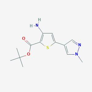 molecular formula C13H17N3O2S B2963896 Tert-butyl 3-amino-5-(1-methylpyrazol-4-yl)thiophene-2-carboxylate CAS No. 2287279-47-2