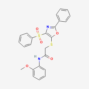 molecular formula C24H20N2O5S2 B2963897 N-(2-methoxyphenyl)-2-((2-phenyl-4-(phenylsulfonyl)oxazol-5-yl)thio)acetamide CAS No. 686736-76-5