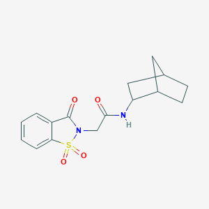 molecular formula C16H18N2O4S B296390 N-(3-bicyclo[2.2.1]heptanyl)-2-(1,1,3-trioxo-1,2-benzothiazol-2-yl)acetamide 