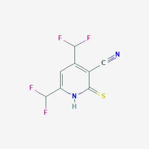 molecular formula C8H4F4N2S B2963902 4,6-Bis(difluoromethyl)-2-sulfanylpyridine-3-carbonitrile CAS No. 869948-29-8