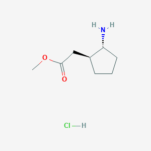 molecular formula C8H16ClNO2 B2963903 Methyl 2-[(1S,2R)-2-aminocyclopentyl]acetate;hydrochloride CAS No. 2138102-64-2