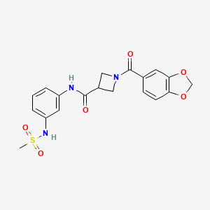 molecular formula C19H19N3O6S B2963920 1-(2H-1,3-benzodioxole-5-carbonyl)-N-(3-methanesulfonamidophenyl)azetidine-3-carboxamide CAS No. 1396758-53-4