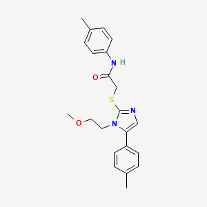 molecular formula C22H25N3O2S B2963927 2-((1-(2-methoxyethyl)-5-(p-tolyl)-1H-imidazol-2-yl)thio)-N-(p-tolyl)acetamide CAS No. 1206996-99-7