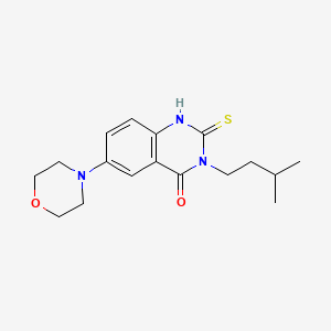 molecular formula C17H23N3O2S B2963937 3-(3-methylbutyl)-6-morpholin-4-yl-2-sulfanylidene-1H-quinazolin-4-one CAS No. 689767-29-1