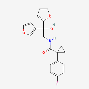 molecular formula C20H18FNO4 B2963940 1-(4-fluorophenyl)-N-(2-(furan-2-yl)-2-(furan-3-yl)-2-hydroxyethyl)cyclopropanecarboxamide CAS No. 2034235-90-8