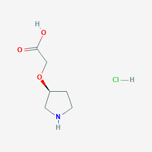 molecular formula C6H12ClNO3 B2963943 2-[(3S)-吡咯烷-3-氧基]乙酸盐酸盐 CAS No. 2225126-98-5