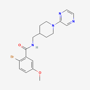 molecular formula C18H21BrN4O2 B2963945 2-bromo-5-methoxy-N-((1-(pyrazin-2-yl)piperidin-4-yl)methyl)benzamide CAS No. 1448043-66-0