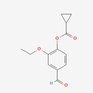 molecular formula C13H14O4 B2963949 2-乙氧基-4-甲酰基苯基环丙烷甲酸酯 CAS No. 312525-45-4