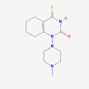 molecular formula C13H20N4OS B2963952 1-(4-methylpiperazin-1-yl)-4-thioxo-3,4,5,6,7,8-hexahydroquinazolin-2(1H)-one CAS No. 920250-79-9
