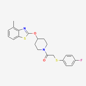 molecular formula C21H21FN2O2S2 B2963960 2-((4-Fluorophenyl)thio)-1-(4-((4-methylbenzo[d]thiazol-2-yl)oxy)piperidin-1-yl)ethanone CAS No. 1286718-44-2