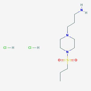 molecular formula C10H25Cl2N3O2S B2963961 3-(4-Propylsulfonylpiperazin-1-yl)propan-1-amine;dihydrochloride CAS No. 2551115-54-7