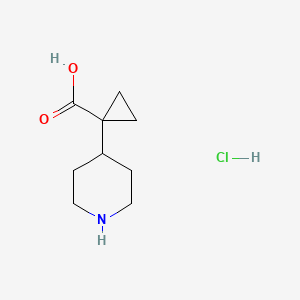 molecular formula C9H16ClNO2 B2963966 1-(Piperidin-4-YL)cyclopropane-1-carboxylic acid hcl CAS No. 2135332-62-4