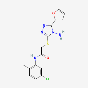 molecular formula C15H14ClN5O2S B2963967 2-((4-amino-5-(furan-2-yl)-4H-1,2,4-triazol-3-yl)thio)-N-(5-chloro-2-methylphenyl)acetamide CAS No. 760962-37-6