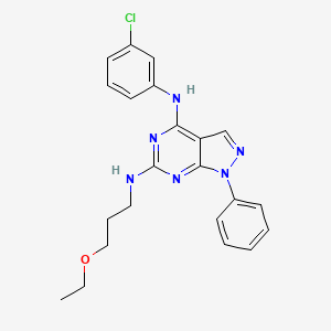 molecular formula C22H23ClN6O B2963982 N4-(3-chlorophenyl)-N6-(3-ethoxypropyl)-1-phenyl-1H-pyrazolo[3,4-d]pyrimidine-4,6-diamine CAS No. 955305-54-1