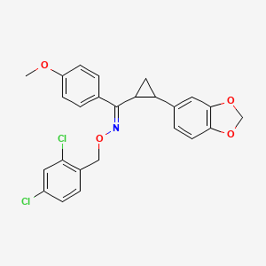molecular formula C25H21Cl2NO4 B2963983 [2-(1,3-苯并二氧杂-5-基)环丙基](4-甲氧基苯基)甲酮 O-(2,4-二氯苄基)肟 CAS No. 338749-24-9