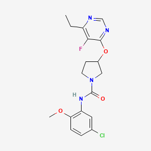 molecular formula C18H20ClFN4O3 B2963988 N-(5-chloro-2-methoxyphenyl)-3-((6-ethyl-5-fluoropyrimidin-4-yl)oxy)pyrrolidine-1-carboxamide CAS No. 2034249-67-5