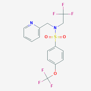 molecular formula C15H12F6N2O3S B2963989 N-(吡啶-2-基甲基)-N-(2,2,2-三氟乙基)-4-(三氟甲氧基)苯磺酰胺 CAS No. 1286720-60-2