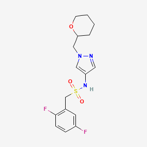 molecular formula C16H19F2N3O3S B2963990 1-(2,5-二氟苯基)-N-(1-((四氢-2H-吡喃-2-基)甲基)-1H-吡唑-4-基)甲磺酰胺 CAS No. 2034230-31-2