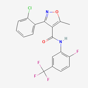 molecular formula C18H11ClF4N2O2 B2963996 3-(2-chlorophenyl)-N-[2-fluoro-5-(trifluoromethyl)phenyl]-5-methyl-1,2-oxazole-4-carboxamide CAS No. 1024259-34-4
