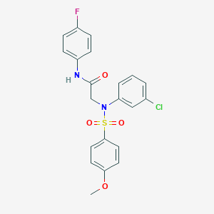 molecular formula C21H18ClFN2O4S B296400 2-{3-chloro[(4-methoxyphenyl)sulfonyl]anilino}-N-(4-fluorophenyl)acetamide 
