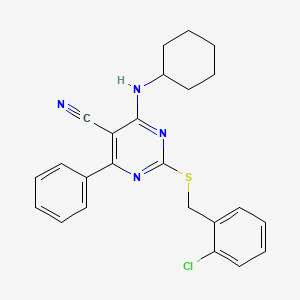 2-[(2-Chlorobenzyl)sulfanyl]-4-(cyclohexylamino)-6-phenyl-5-pyrimidinecarbonitrile