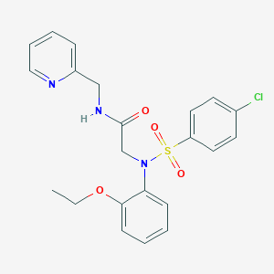 molecular formula C22H22ClN3O4S B296401 2-{[(4-chlorophenyl)sulfonyl]-2-ethoxyanilino}-N-(2-pyridinylmethyl)acetamide 