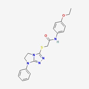 molecular formula C20H21N5O2S B2964016 N-(4-ethoxyphenyl)-2-((7-phenyl-6,7-dihydro-5H-imidazo[2,1-c][1,2,4]triazol-3-yl)thio)acetamide CAS No. 923131-25-3