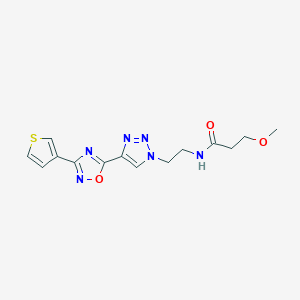 molecular formula C14H16N6O3S B2964029 3-甲氧基-N-(2-(4-(3-(噻吩-3-基)-1,2,4-恶二唑-5-基)-1H-1,2,3-三唑-1-基)乙基)丙酰胺 CAS No. 2034344-94-8
