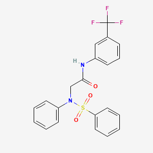 molecular formula C21H17F3N2O3S B2964032 2-[(phenylsulfonyl)anilino]-N-[3-(trifluoromethyl)phenyl]acetamide CAS No. 339102-91-9