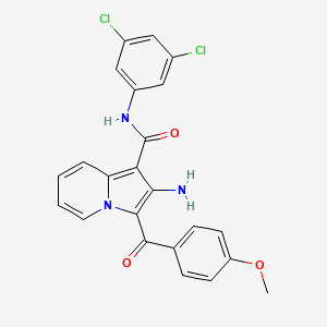 molecular formula C23H17Cl2N3O3 B2964033 2-amino-N-(3,5-dichlorophenyl)-3-(4-methoxybenzoyl)indolizine-1-carboxamide CAS No. 903281-75-4