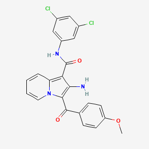 molecular formula C23H17Cl2N3O3 B2964033 2-氨基-N-(3,5-二氯苯基)-3-(4-甲氧基苯甲酰)吲哚并嗪-1-甲酰胺 CAS No. 903281-75-4