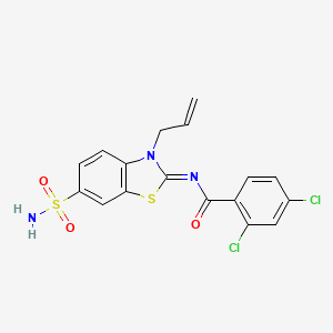 molecular formula C17H13Cl2N3O3S2 B2964039 (Z)-N-(3-allyl-6-sulfamoylbenzo[d]thiazol-2(3H)-ylidene)-2,4-dichlorobenzamide CAS No. 865176-00-7