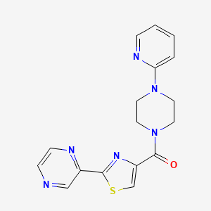 molecular formula C17H16N6OS B2964040 (2-(Pyrazin-2-yl)thiazol-4-yl)(4-(pyridin-2-yl)piperazin-1-yl)methanone CAS No. 1235001-09-8