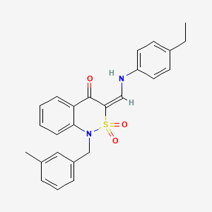 molecular formula C25H24N2O3S B2964047 (3E)-3-{[(4-ethylphenyl)amino]methylene}-1-(3-methylbenzyl)-1H-2,1-benzothiazin-4(3H)-one 2,2-dioxide CAS No. 892309-46-5