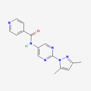 molecular formula C15H14N6O B2964054 N-(2-(3,5-二甲基-1H-吡唑-1-基)嘧啶-5-基)异烟酰胺 CAS No. 1396785-50-4