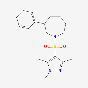 3-phenyl-1-((1,3,5-trimethyl-1H-pyrazol-4-yl)sulfonyl)azepane