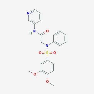 molecular formula C21H21N3O5S B296406 2-{[(3,4-dimethoxyphenyl)sulfonyl]anilino}-N-(3-pyridinyl)acetamide 